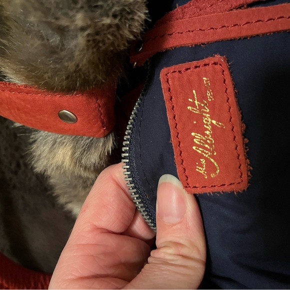 Miss Albright Red and Brown Faux Fur Shoulder Bag - Picture 8 of 10